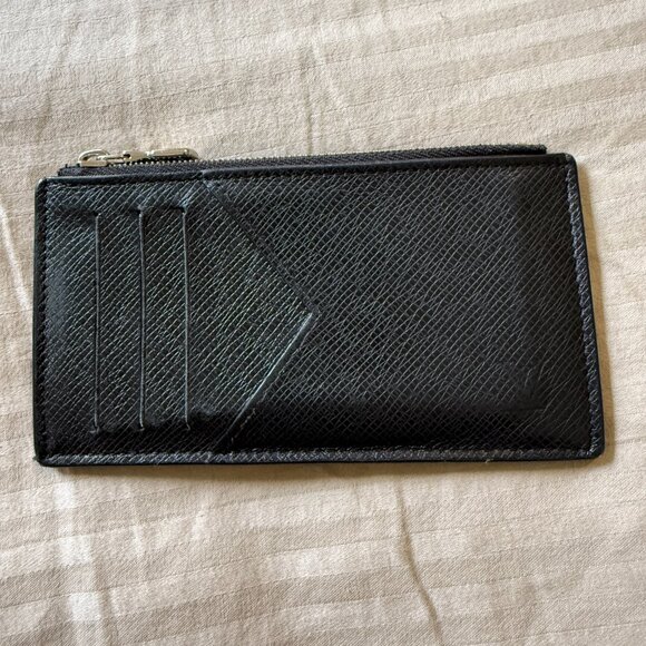 Louis Vuitton N64038 Coin Card Holder in Solid Black Leather Compact Wallet Epi - Picture 1 of 7
